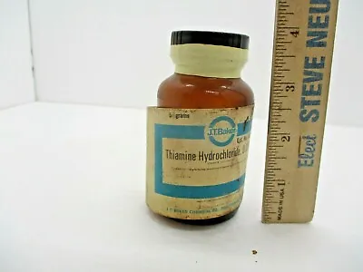 J T Baker Thiamine Hydrochloride Glass Medicine Bottle • $14.99