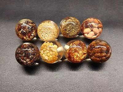 Lot Of 8 Vintage Suspended Seeds Herbs Beans Lucite Drawer Pull Cabinet Knobs • $79.99