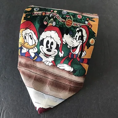 Atlas Design Silk Tie Disney Christmas Mickey Mouse Donald Duck Goofy Korea • $10.45