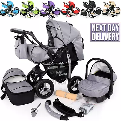 £245 • Buy Pram Baby Buggy Set  Folding 3 In 1 Set Travel System Car Seat  Pushchair 