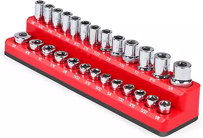 Magnetic Socket Holder Socket Organizer SAE Red 1/4   Drive Socket Keeper Stores • $14.47