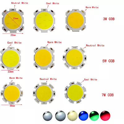 COB LED Light 1W 3W 5W 7W  Chip With High Power Beads White Light  Warm Whit 042 • $40.99