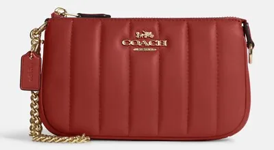 $125 • Buy COACH Nolita 19 Smooth Napa Leather W/ Linear Quilting Apple Red & Gold💅