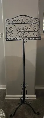 VINTAGE IRON METAL FLOOR ORNATE MUSIC STAND- With Intricate Scroll Design • $125