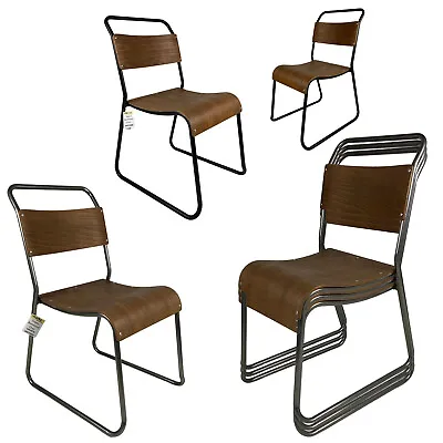 Stacking Chairs Vintage School Style Tubular Steel Frame Cafe Dining Kitchen • £49.99