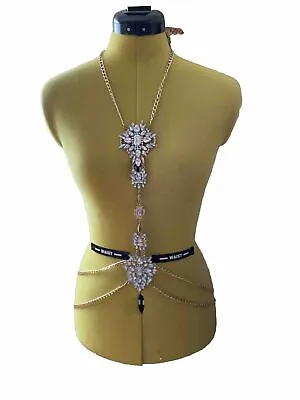 Bikini Sexy Rhinestone Body Belly Waist Chain Harness Necklace Night Party • £9.99