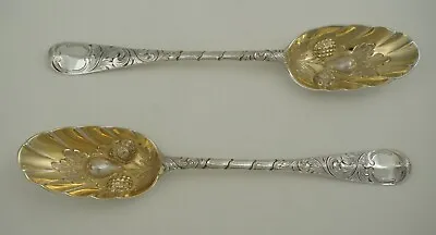 Scarce Scottish Georgian Silver Gilt Hanoverian Berry Spoons Edinburgh 1758 • £198