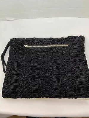 Vintage Black Purse Hand Warmer Muff & Satin(?) Sides • $49.99