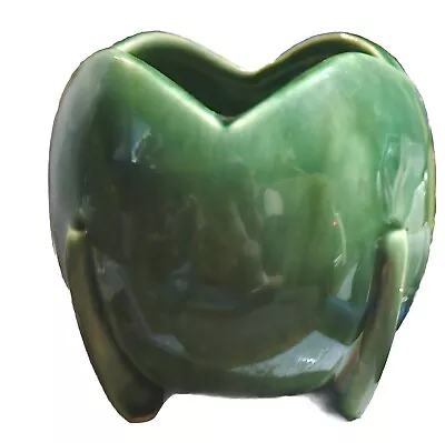 Nelson McCoy Pottery Green Art Deco Vase Vintage 30s -40s 4  Tulip Ball Planter • $39.50