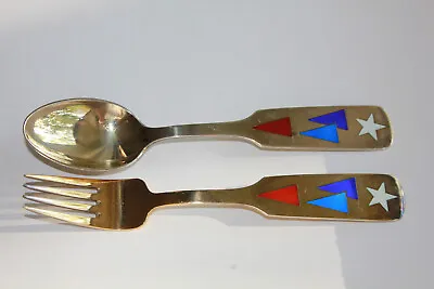 A. Michelsen Danish Gilded Christmas Spoon Fork Vintage 1954 • $180.77