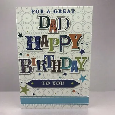 Dad Birthday Card Full Colour Inside Teal Foil Finish Happy Birthday Dad • £1.95