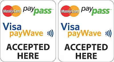 Set Of 2 Mastercard Paypass Visa Paywave Stickers/decals For Shop Door Window • $6.82