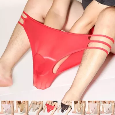 Men's Stretch Pantyhose Panties Shorts Thong Seamless Sheer See Through Design • £6.01