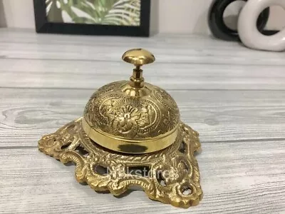 Vintage Brass Ornate Hotel Front Desk Bell Antique Sale Service Counter Bell • $29.75