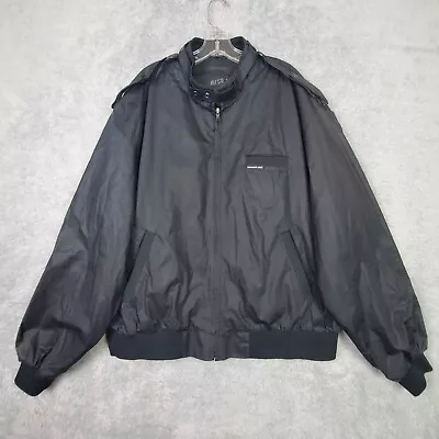 Vtg Members Only Jacket XXL Long Black Bomber Full Zip Long Sleeve Poly Cotton • $60