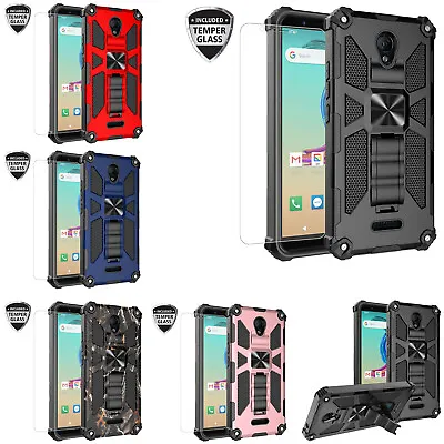 $10.98 • Buy For Cricket Icon 2 / U325 Case Hybrid Ring Hard Case Phone Cover W/Temper Glass