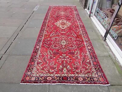 Vintage Traditional Hand Made Oriental Red Wool Long Corridor Runner 408x137cm • £625