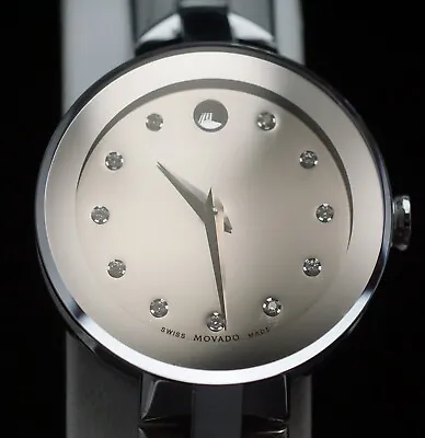 Ladies MOVADO 11.3.14.1247 Mirror Diamond Marker Dial S/S 28mm Quartz Watch • $349