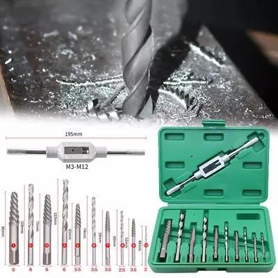 11Pcs Damaged Screw Extractor Drill Bit Bolt Stud Remover Easy Out Set Car Tool • £8.49