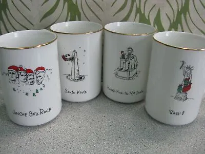 4 Christmas Mugs American Collection Merry Masterpieces Porcelain Vtg 1999 NIB • $12.95