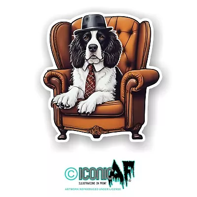 Funny Gangster MOB Boss Springer Spaniel Hat & Tie Vinyl Car Sticker Decal 10cm • £2.59