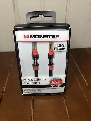 Monster 12-FT | 3.6 M AUDIO 3.5 MM AUX CABLE Gold Contacts HD Audio Phone Tablet • $18.80