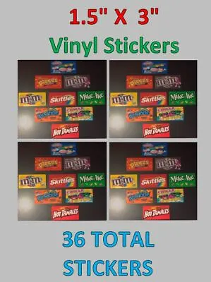 36 VENDSTAR 3000 VENDING MACHINE CANDY STICKERS LABEL  Free Shipping • $19.99
