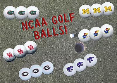 NCAA Golf Ball 3 Pack In Clamshell Choose Your Team (Officially Licensed) • $15.99