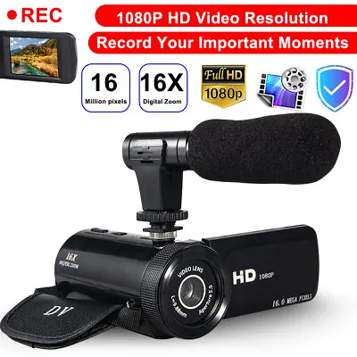 $37.99 • Buy HD 1080P Digital Video Camera Camcorder YouTube Vlogging Recorder W/Mic Quality