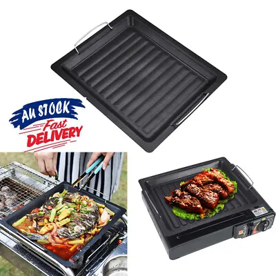 Camping Non-stick BBQ Grill Pan Tray Stove Barbecue Hot Plate For Outdoor Garden • $22.99