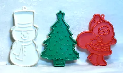 Hallmark Vtg Cookie Cutter Christmas Set -  Snowman Decorated Tree Santa W/ Bag • $11.25
