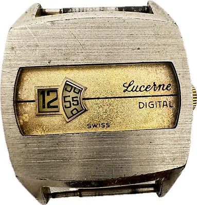 Vintage 31mm Lucerne Digital Direct Read Men's Mechanical Wristwatch Swiss Steel • $60