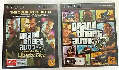 PS3 Grand Theft Auto IV + V AUS PAL Both Complete Maps & Manuals Exc Condition • $14