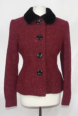 Vintage Marilyn Anselm Hobbs Red Tweed Riding Style Blazer Jacket 12 • £40