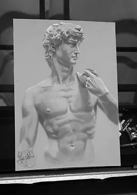 David Statue Art Sculpture Michelangelo Vintage Portrait Pencil Drawing Gift A3 • £20