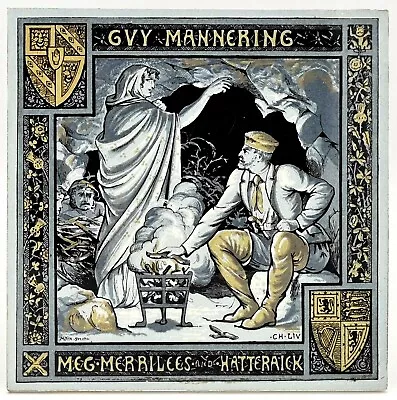 RARE LARGE 8  MINTON GUY MANNERING TILE By JOHN MOYR SMITH  • £125