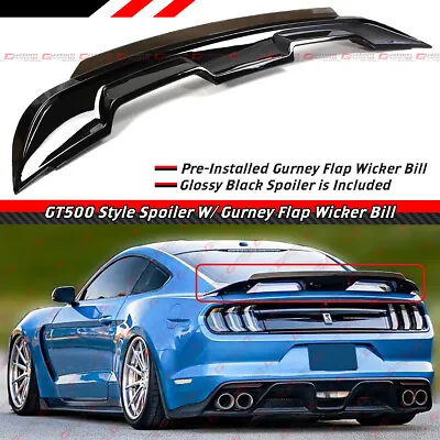 For 2015-2023 Ford Mustang GT500 Style Spoiler W/ Smoke Gurney Flap Wicker Bill • $149.99