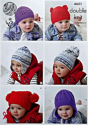 £3.95 • Buy Baby KNITTING PATTERN Easy Knit Childrens & Babies Hats DK King Cole 4651