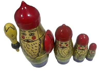 Babushka Nesting Dolls 4pc Russian Matryoshka Vintage VTG 70s Hand Painted • $28.86