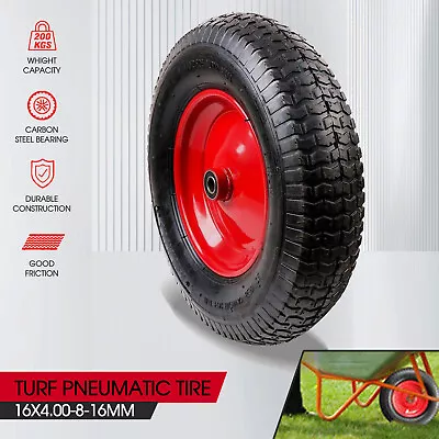 16  Wheelbarrow Trolley Wheel 4.80/4.00-8 Pneumatic Tyre 16mm Bore Tire Steel • $25.99