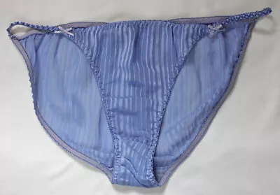 WEAK ELASTIC Vintage Sheer Striped Satin String Bikini Panties - Size XL • $15