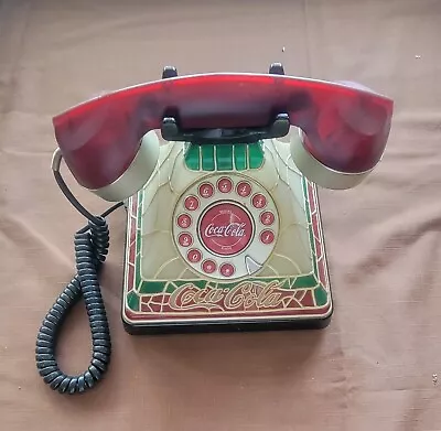 Vintage Coca-Cola Telephone  Light Up Stained Glass Land Line Phone • $60