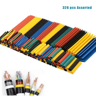 328 Pc Heat Shrink Tubing Electric Insulation Tube Heat Shrink Wrap Cable Sleeve • £3.95