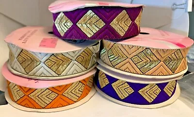 Xlj) 2 Yards Metallic Ribbon Sewing Craft Trimming Haberdashery Embellishment • £3.35