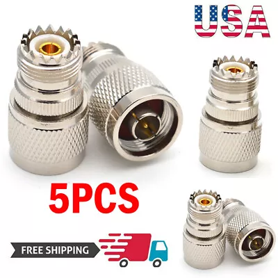 5PC Barrel Adapter N Male To UHF SO-239 Female Straight Coax RF Radio Connector • $15.79