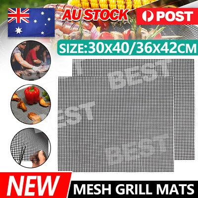 BBQ Barbecue Grill Mat Stainless Steel Mesh Wire Non-stick Grilling Accessor • $6.85