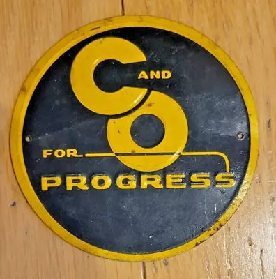 Vintage 1950’s Post Cereal Premium “C And O For Progress” Railroad Tin Sign • £7.59