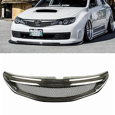 Black Carbon Fiber Front Bumper Grille Grill For Subaru Impreza WRX STi 08-11 • $139.30