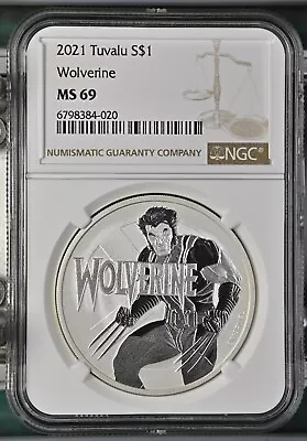 2021 Tuvalu Marvel Comics Wolverine 1 Oz .999 Silver BU Coin NCG MS 69 • $99