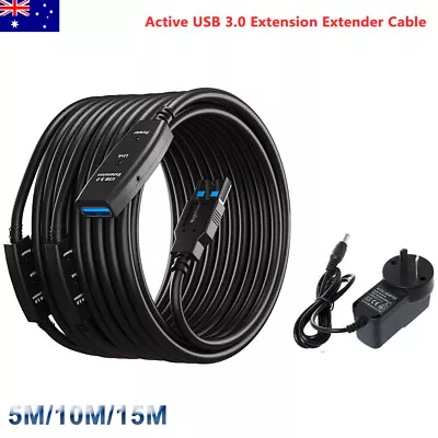 Active USB 3.0 Extension Extender Cable Male To Female Signal Booster 5m/10m/15m • $27.50